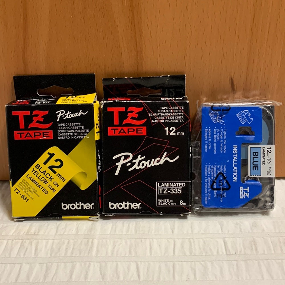 3 NEW P-Touch TZ Tape Cassettes for Brother P-Touch - Factory-Sealed